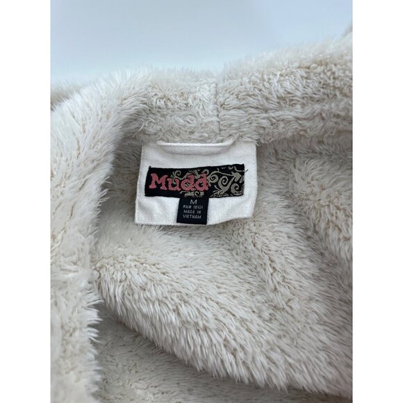 Mudd Womens White Faux Suede Hooded Jacket Faux Fur Trim & Zip Closure - Picture 7 of 9